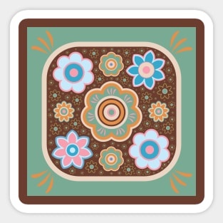 Power To The Flowers Vintage Pattern Sticker